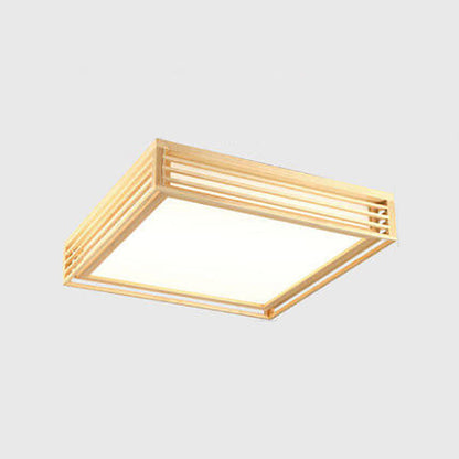 Sleek LED Ceiling Light Wooden Beige Modern Room Fixture
