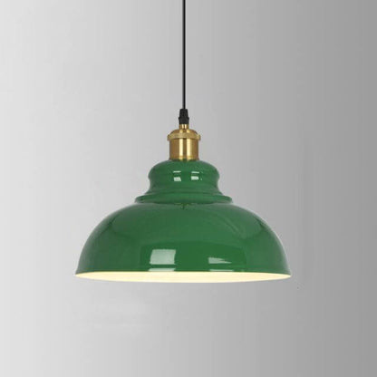 Vintage Metal Pendant Lamp Green Iron Shade