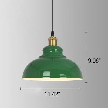 Vintage Metal Pendant Lamp Green Iron Shade