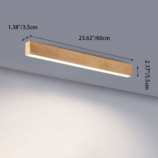 Sleek LED Ceiling Light Fixture 24 Inch Walnut Finish