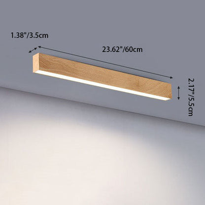 Sleek LED Ceiling Light Fixture 24 Inch Walnut Finish