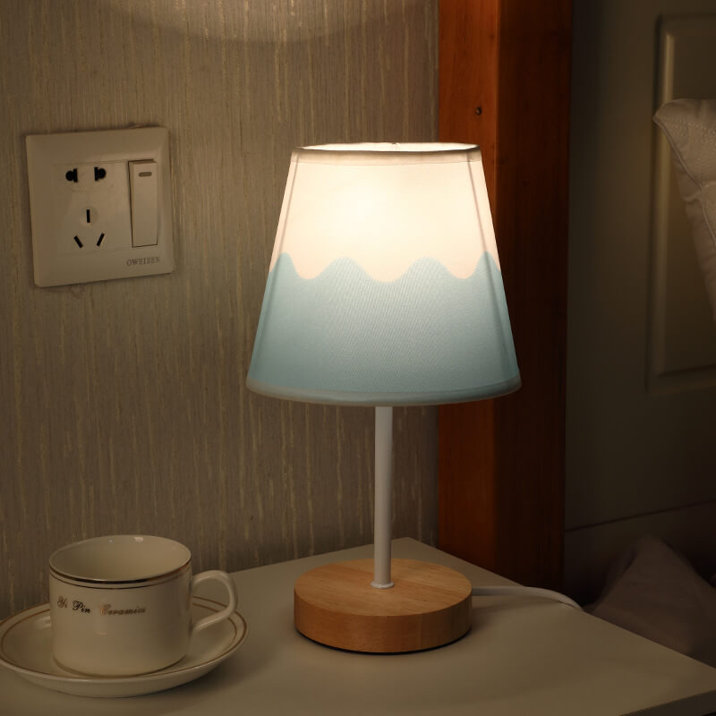 Rustic Wooden Cone Shape LED Desk Lamp