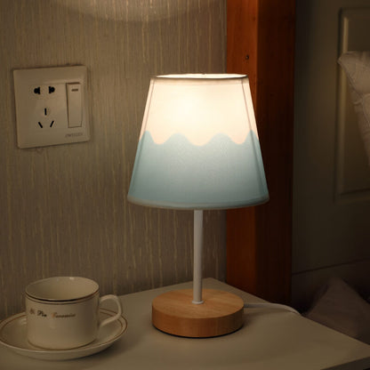Rustic Wooden Cone Shape LED Desk Lamp