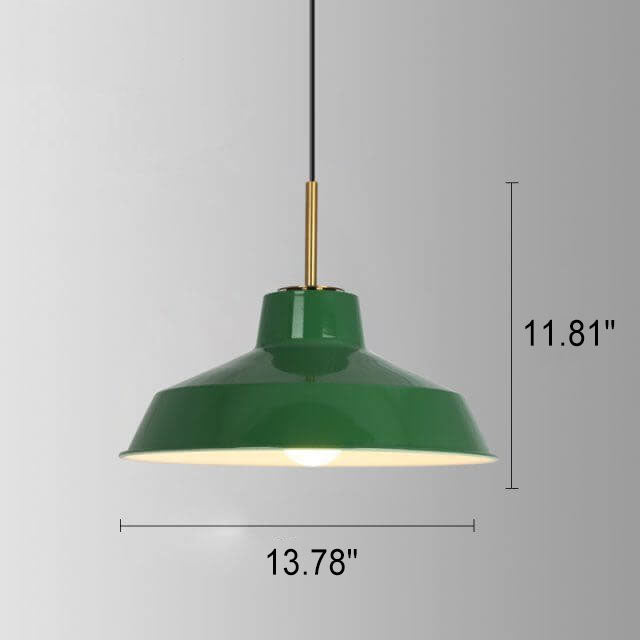 Vintage Metal Pendant Lamp Green Iron Shade