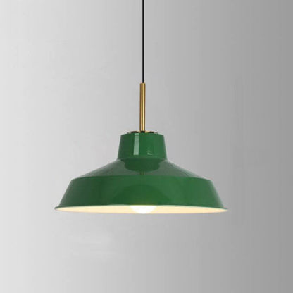 Vintage Metal Pendant Lamp Green Iron Shade