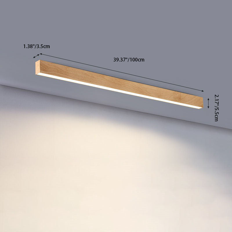 Sleek LED Ceiling Light Fixture 24 Inch Walnut Finish
