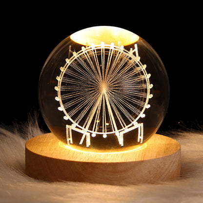 Colorful Crystal Glass USB Desk Lamp