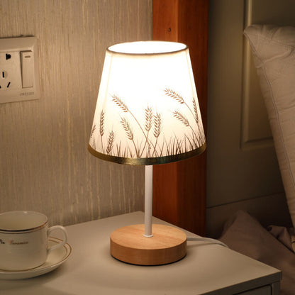 Rustic Wooden Cone Shape LED Desk Lamp
