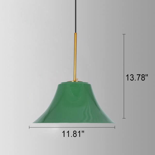 Vintage Metal Pendant Lamp Green Iron Shade