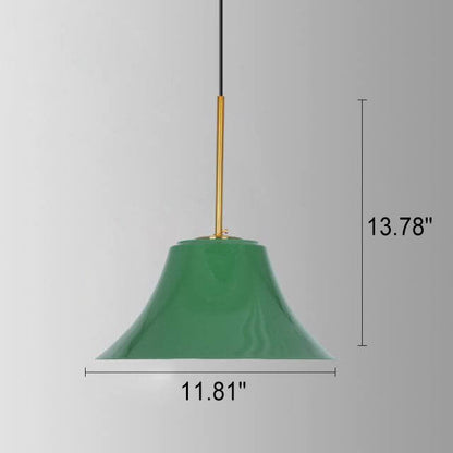 Vintage Metal Pendant Lamp Green Iron Shade