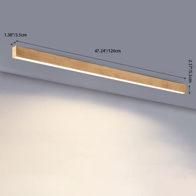 Sleek LED Ceiling Light Fixture 24 Inch Walnut Finish