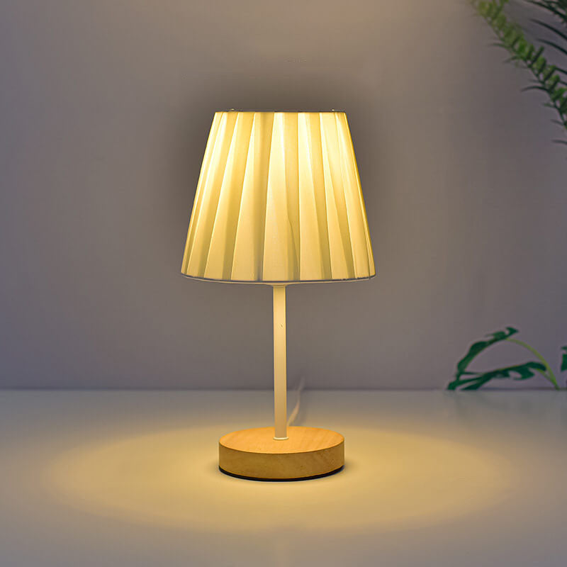 Rustic Wooden Cone Shape LED Desk Lamp