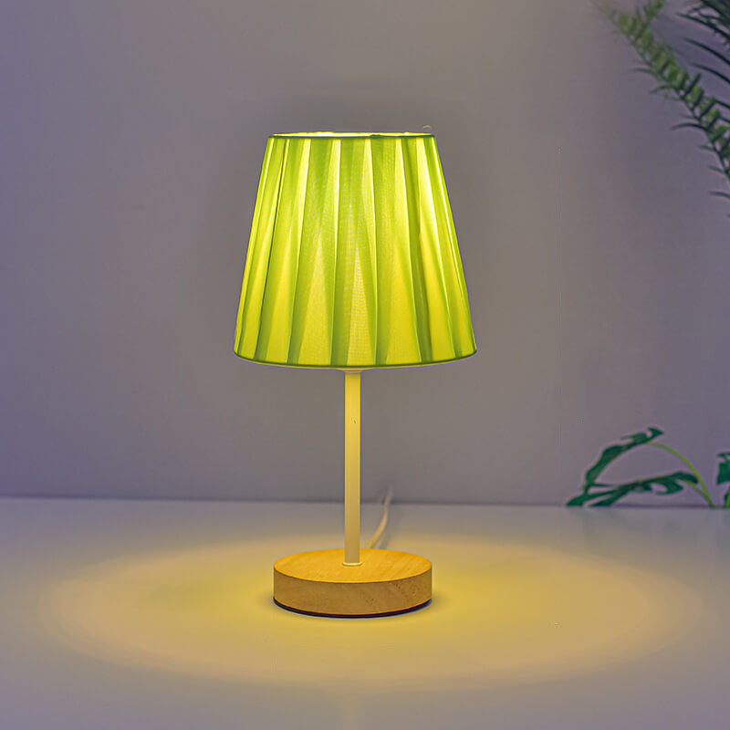 Rustic Wooden Cone Shape LED Desk Lamp