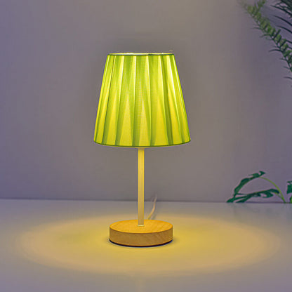 Rustic Wooden Cone Shape LED Desk Lamp