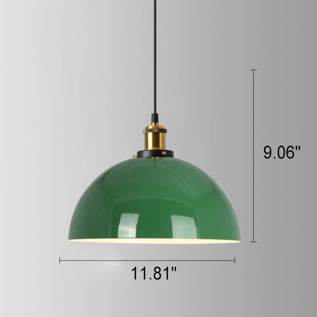 Vintage Metal Pendant Lamp Green Iron Shade