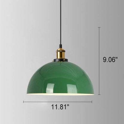 Vintage Metal Pendant Lamp Green Iron Shade