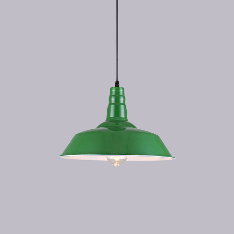 Vintage Metal Pendant Lamp Green Iron Shade