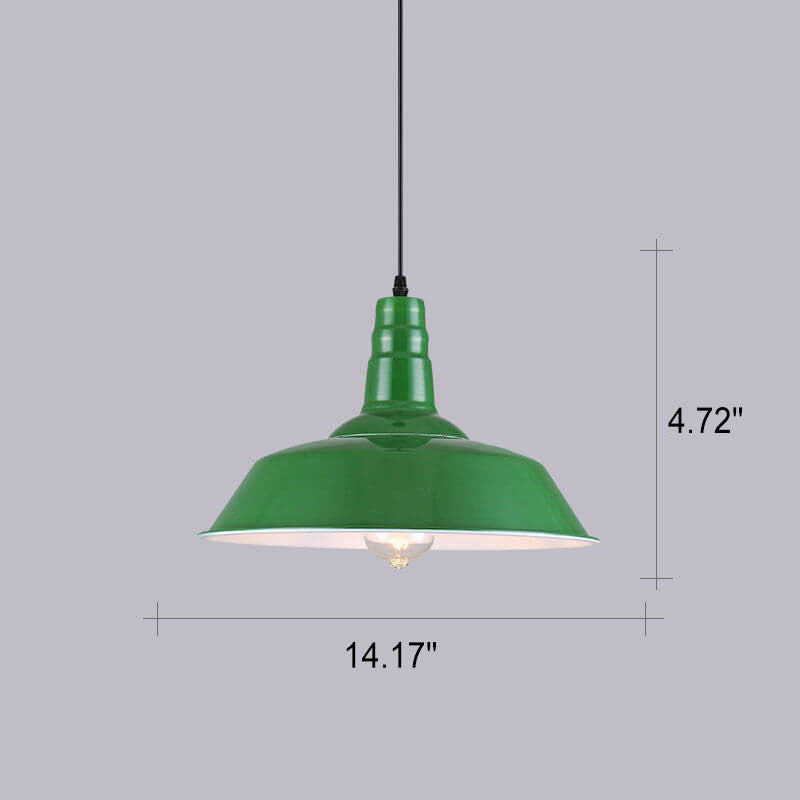 Vintage Metal Pendant Lamp Green Iron Shade