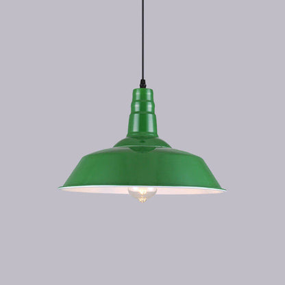 Vintage Metal Pendant Lamp Green Iron Shade