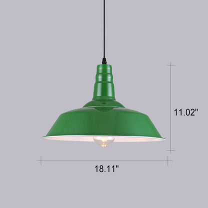 Vintage Metal Pendant Lamp Green Iron Shade