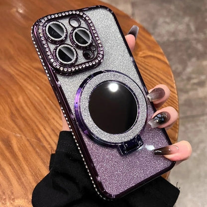 Sparkly Phone Case with Mirror Stand Glitter Cover