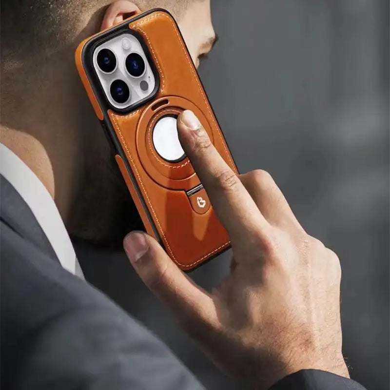 Slim Magnetic iPhone Case with Hidden Ring Stand