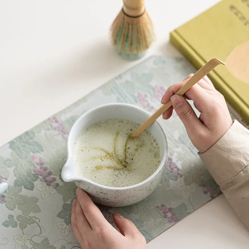 Simple Green Tea Bowl Set with Whisk