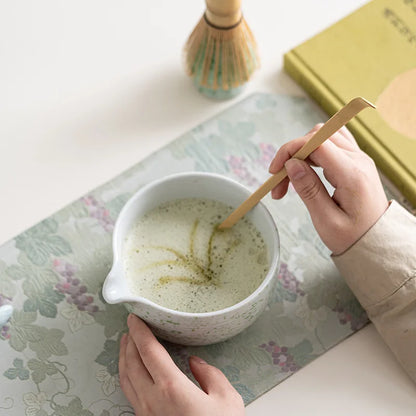 Simple Green Tea Bowl Set with Whisk