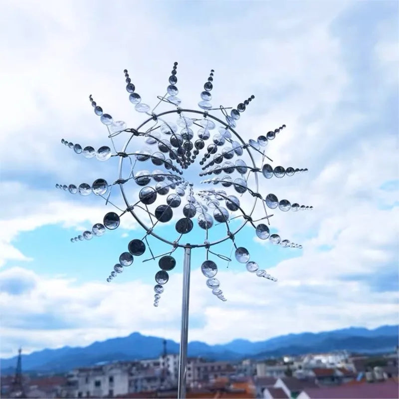 Solar Powered Metal Wind Spinner Garden Decor