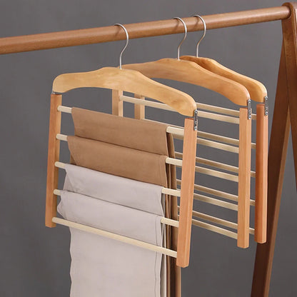 Compact Wooden Multi Pants Hanger