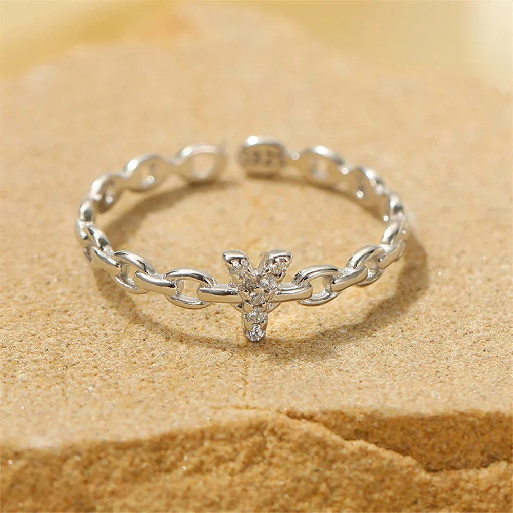 Delicate Initial Diamond Letter Ring