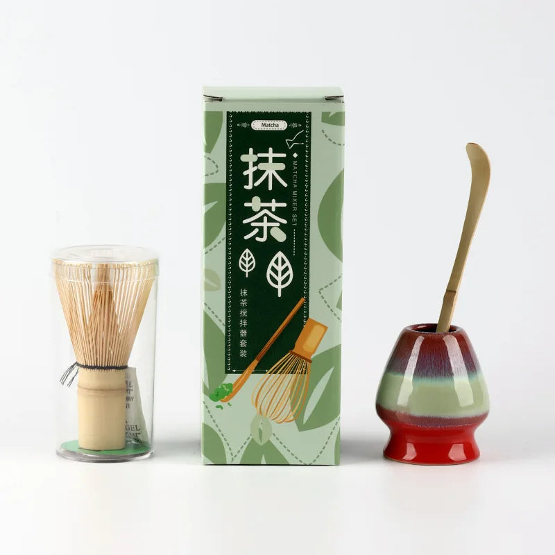 Natural Green Tea Whisk Set with Spoon
