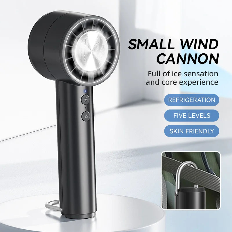 Compact Rechargeable Handheld Fan with LED Display