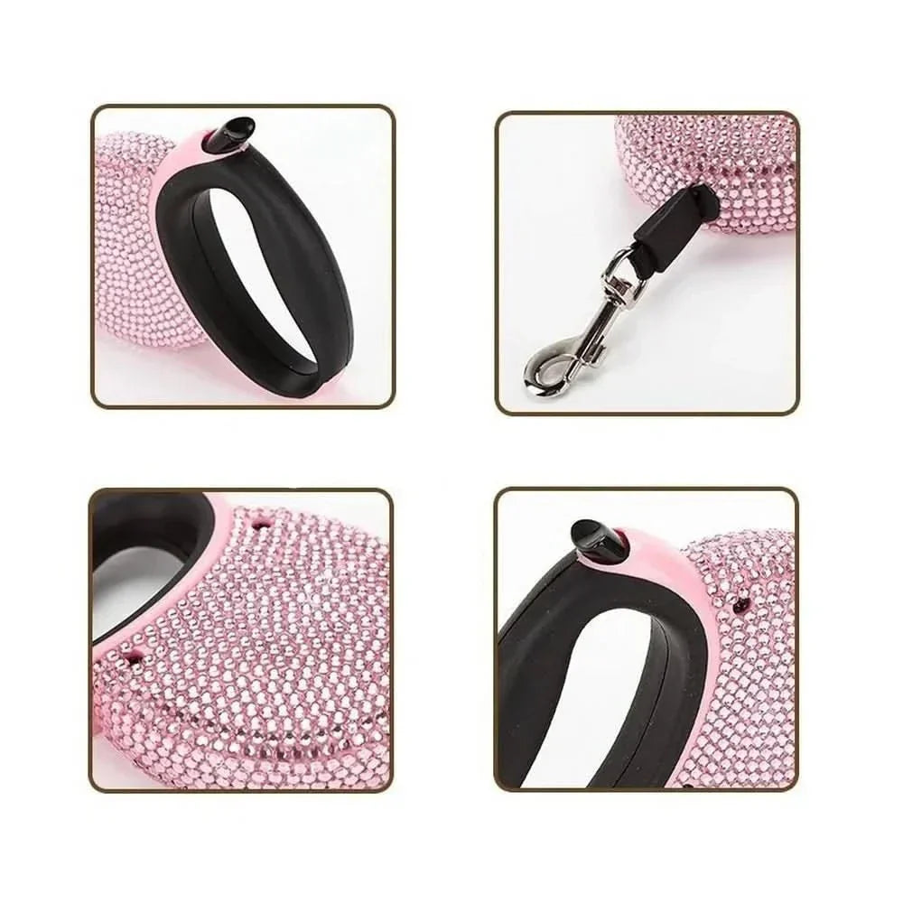 Sparkling Pet Leash with Glittering Studs for Small Pets
