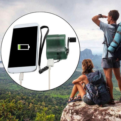 Compact Hand Crank Power Bank with USB and LED Light