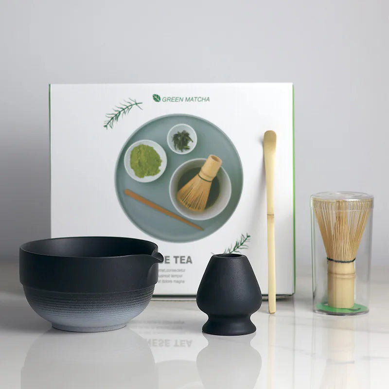 Ceramic Matcha Tea Set with Whisk and Spoon