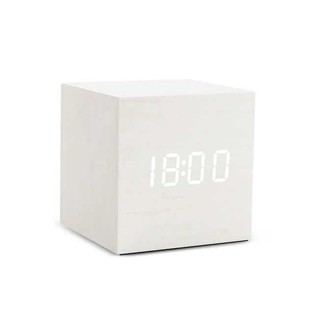 Compact Digital Wooden Alarm Clock with Temperature Display