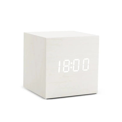 Compact Digital Wooden Alarm Clock with Temperature Display
