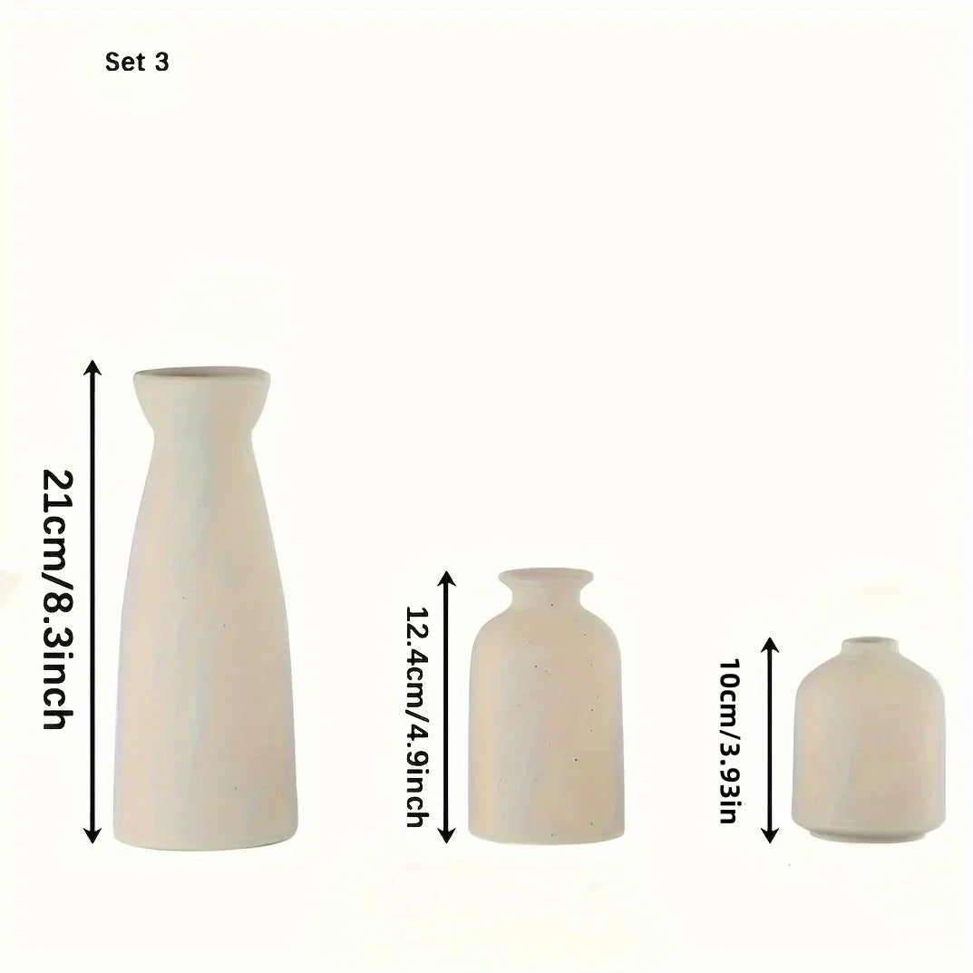 Beautiful Floral Glass Vase Set - 3 Piece