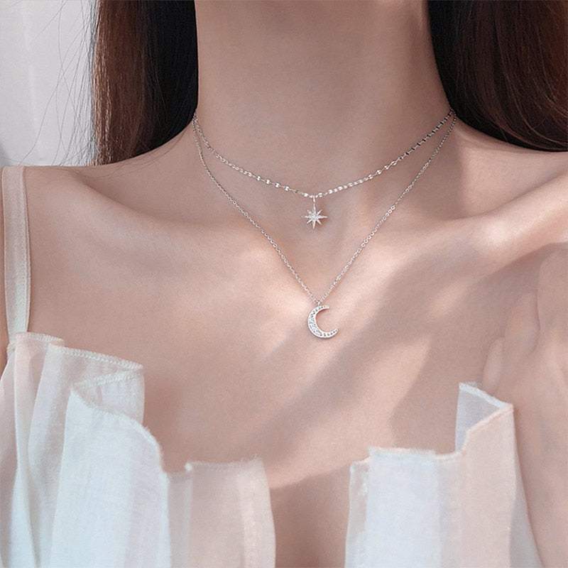 Delicate Feather Double Chain Necklace