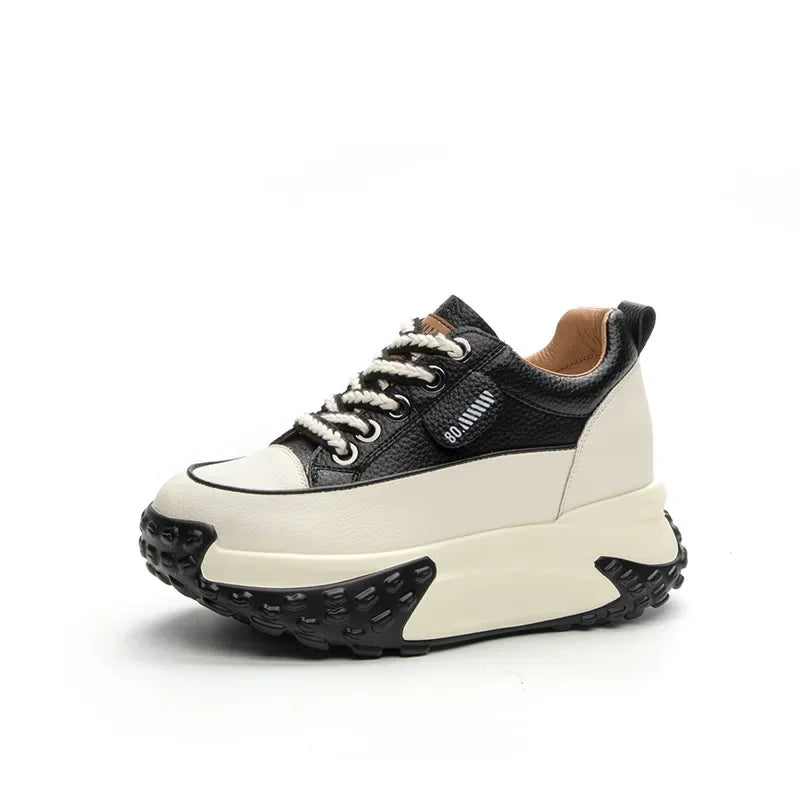 Low Heel Leather Platform Sneakers