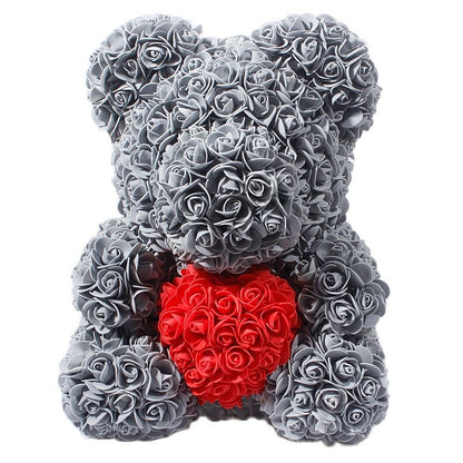 Lovely Fake Rose Bear Plush Toy