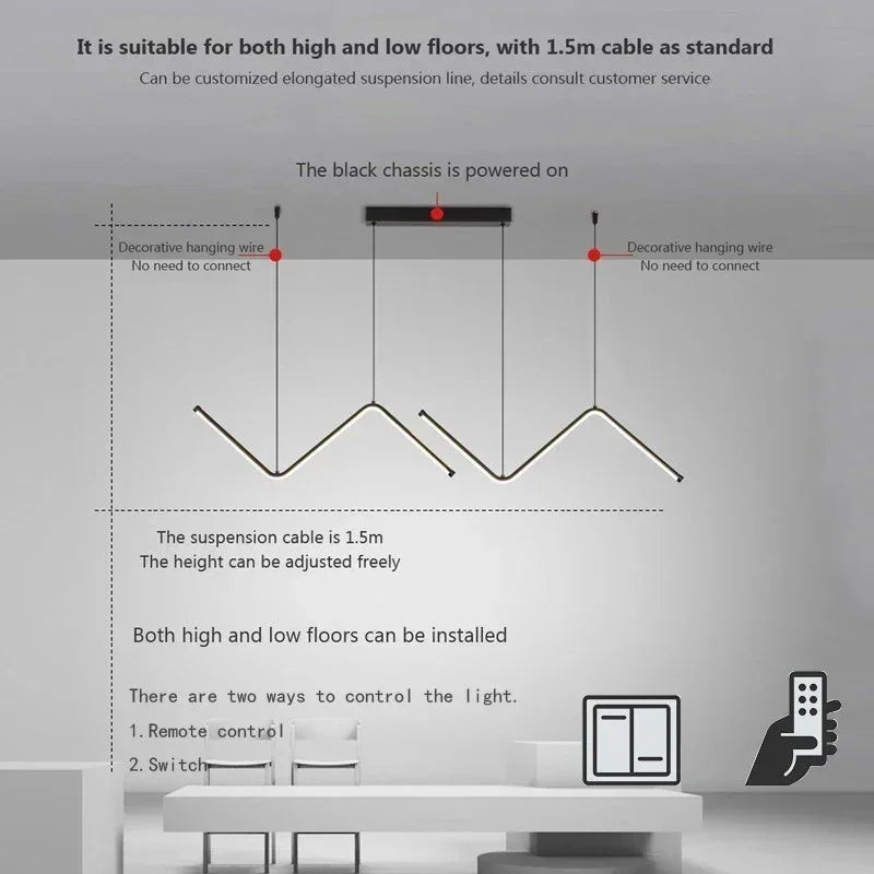 Stylish 2-Head LED Pendant Light with Dimmer Remote