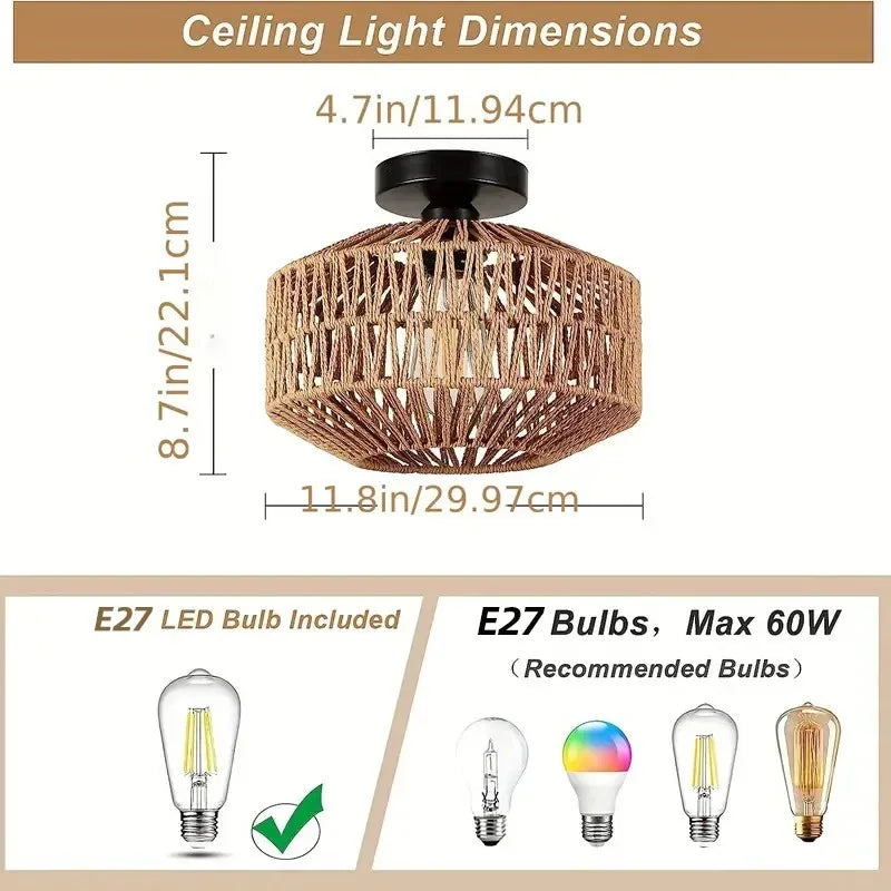 Natural Bamboo Pendant LED Ceiling Lamp - Cofik