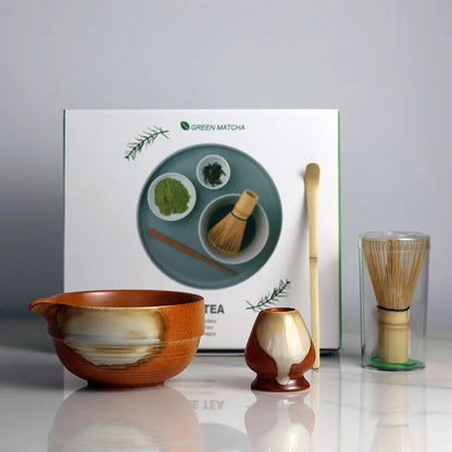 Traditional Green Tea Set Ceramic Bamboo Style