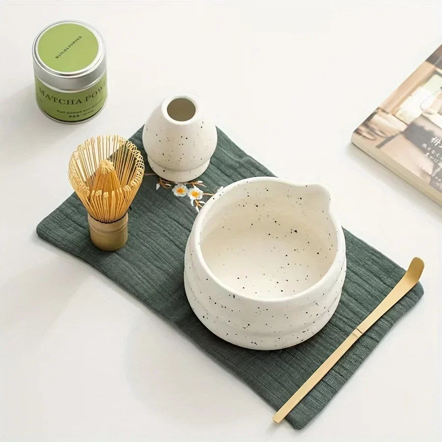 Authentic Green Tea Ceramic Bowl 4.5 Inch Traditional Style