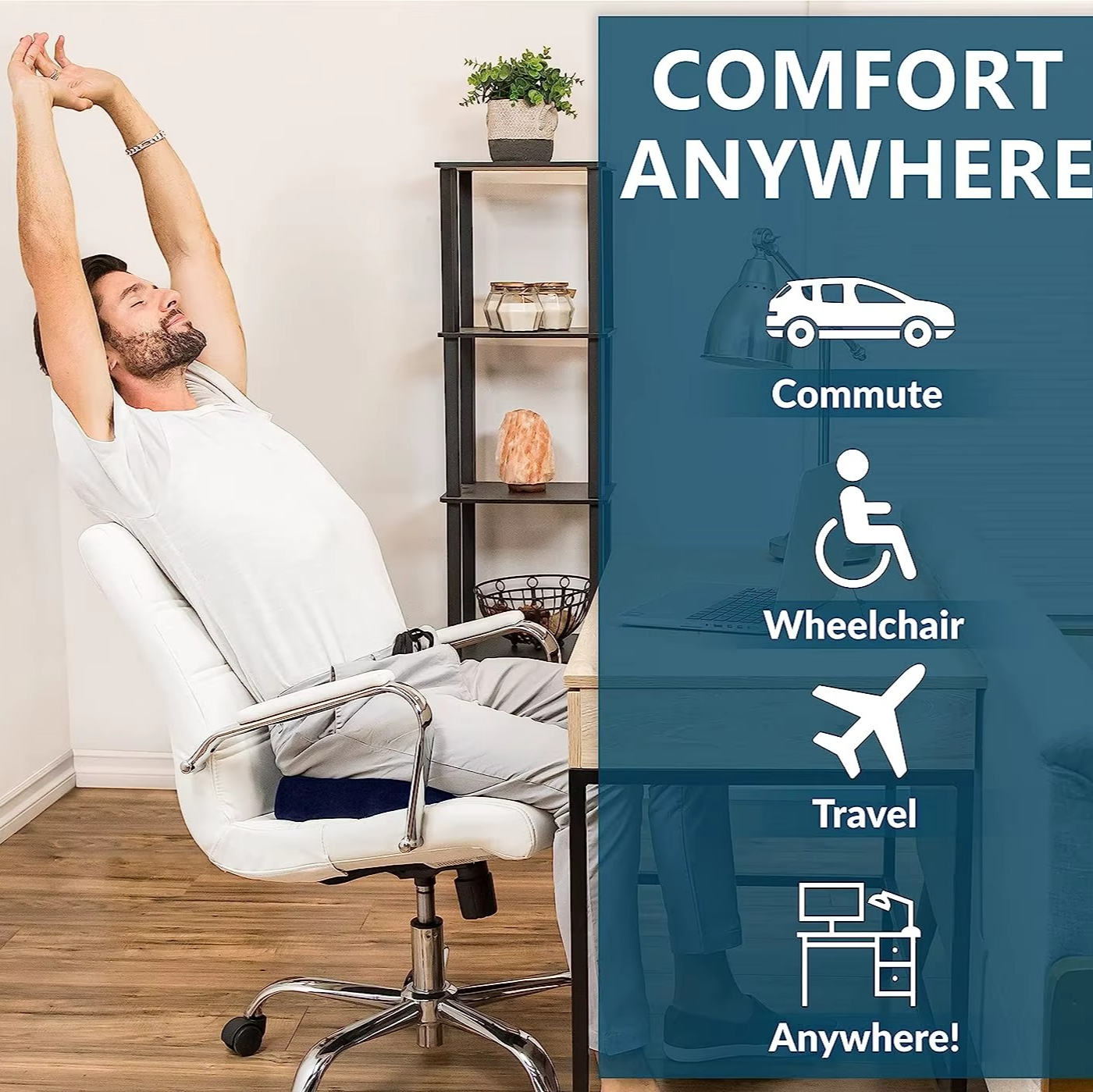 Comfort Gel Cushion with Memory Foam and Grip Base