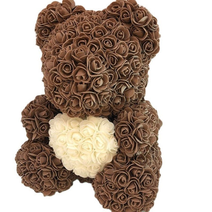 Lovely Fake Rose Bear Plush Toy