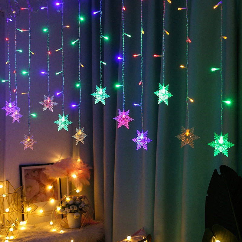 Colorful String Snowflake LED Lights