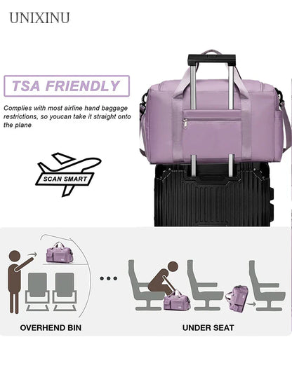 Stylish Women's 35L Travel Duffel Bag with Shoe Pocket